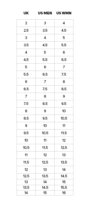 SCARPA Inverno Sizing Chart