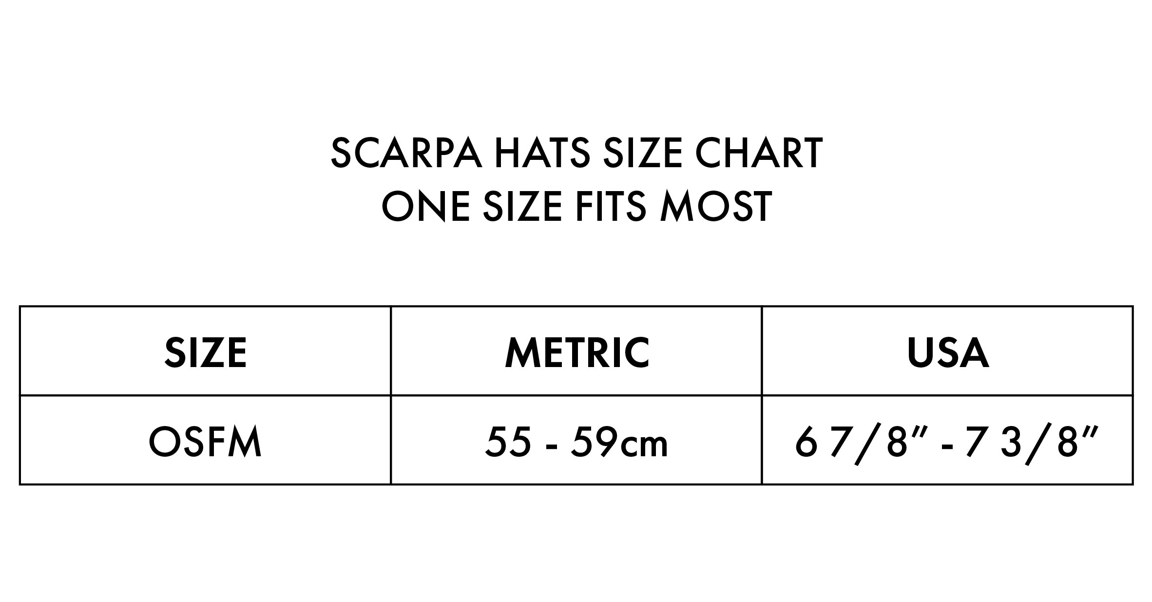 SCARPA Hat Sizing Chart Mobile